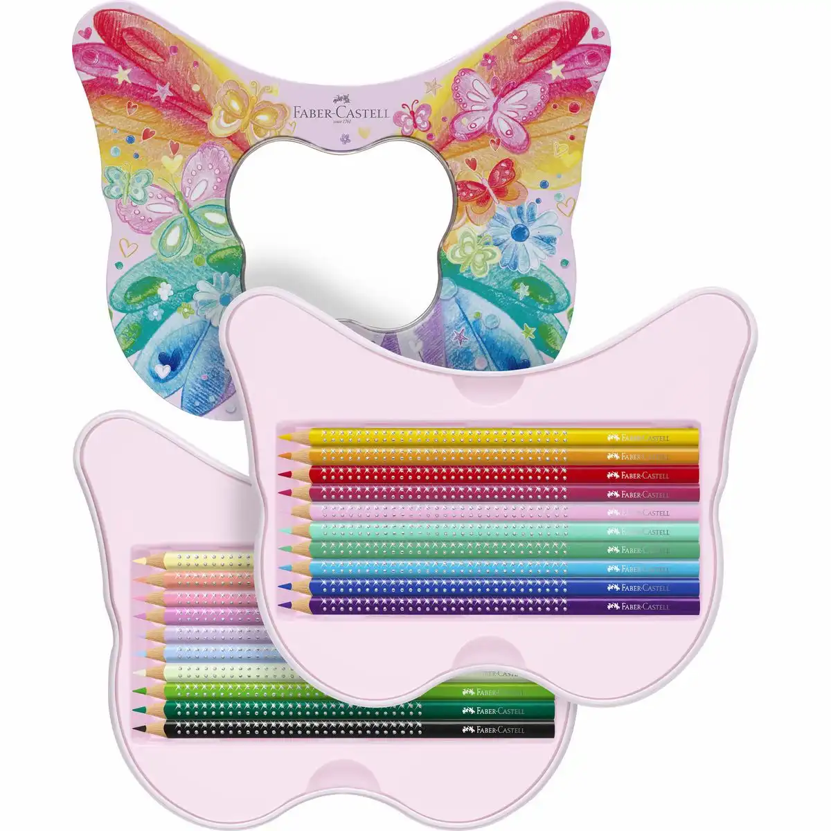 10272801_00 FABER-CASTELL Geschenkset Buntstifte Sparkle Schmetterling 20 Stück Metalletui