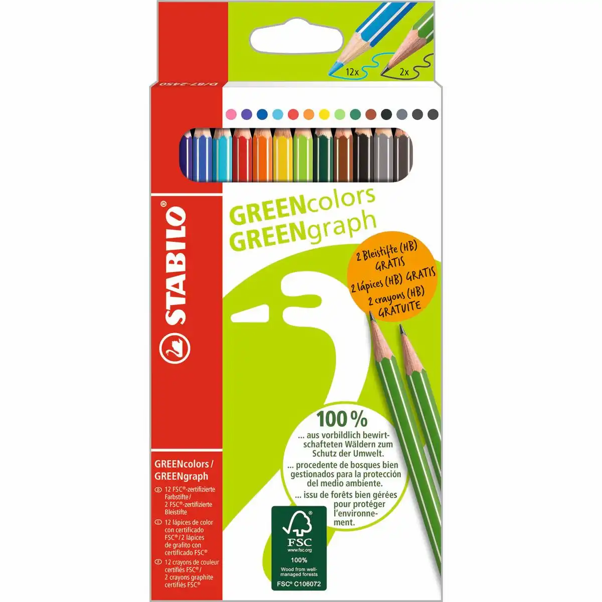 STABILO Buntstifte GREENcolors 12+2 Promo 14 Stück Kartonetui