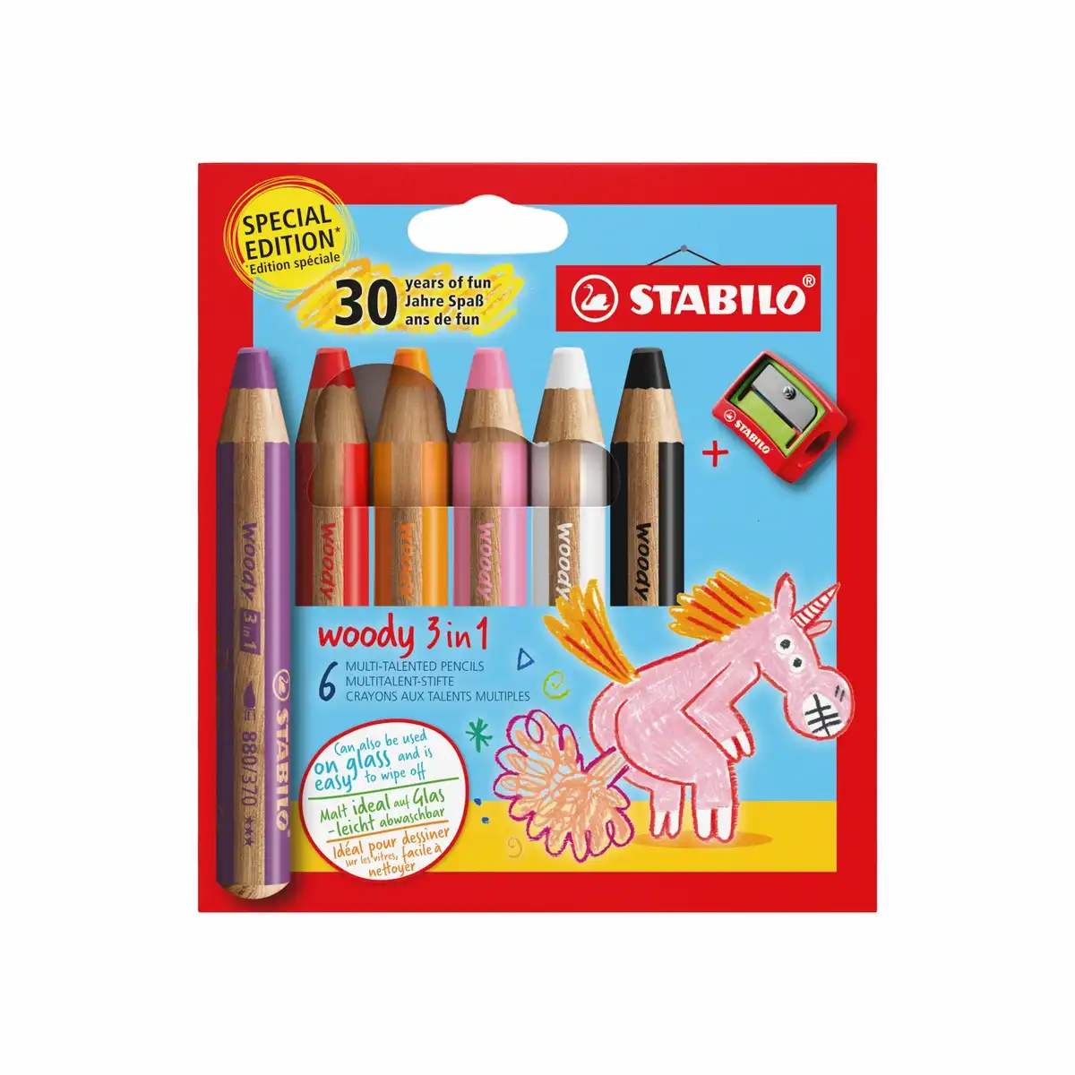 10281851_00 STABILO Buntstifte woody 3in1 Einhorn Design 6 Stück mit Spitzer