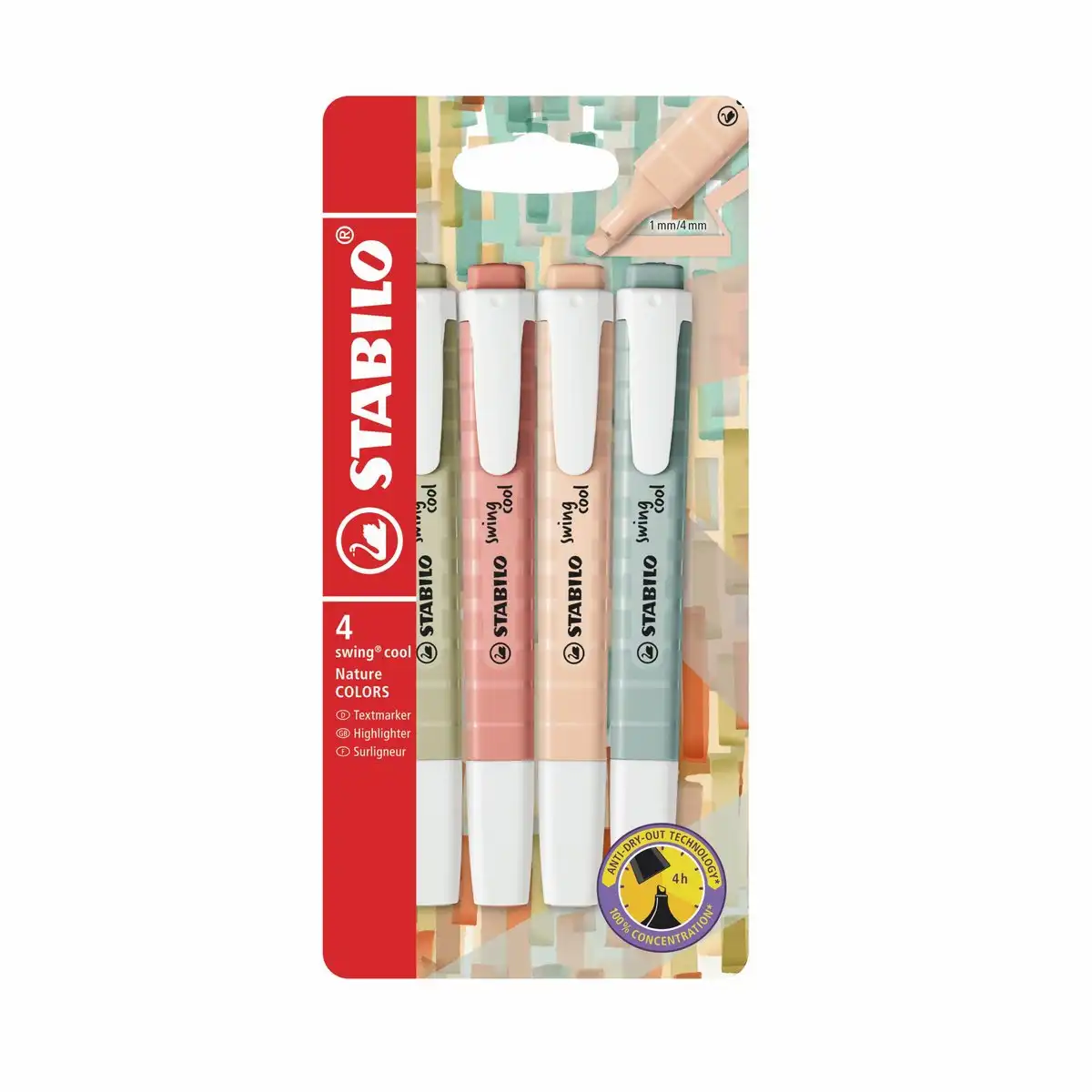 10281874_00 STABILO Textmarker swing cool NatureCOLORS 4 Stück