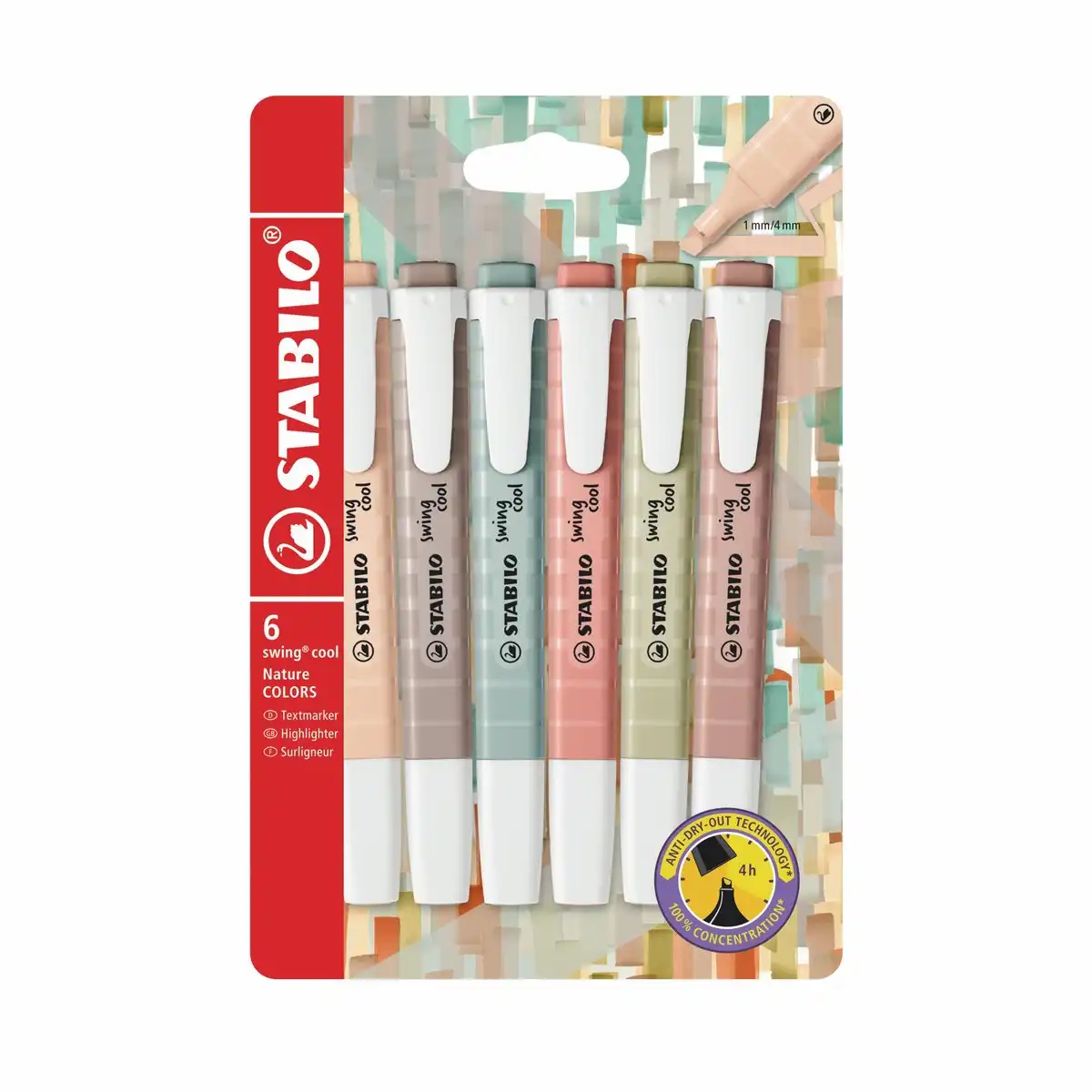 10281875_00 STABILO Textmarker swing cool NatureCOLORS 6 Stück