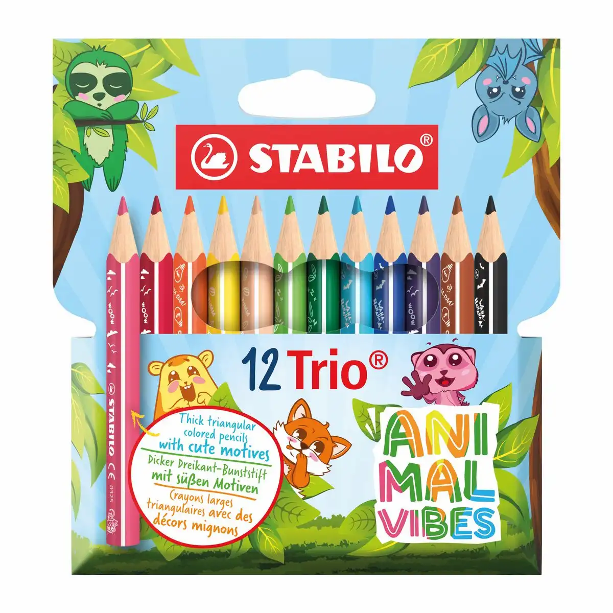 STABILO Buntstifte Trio dick kurz Animal Vibes 12 Stück
