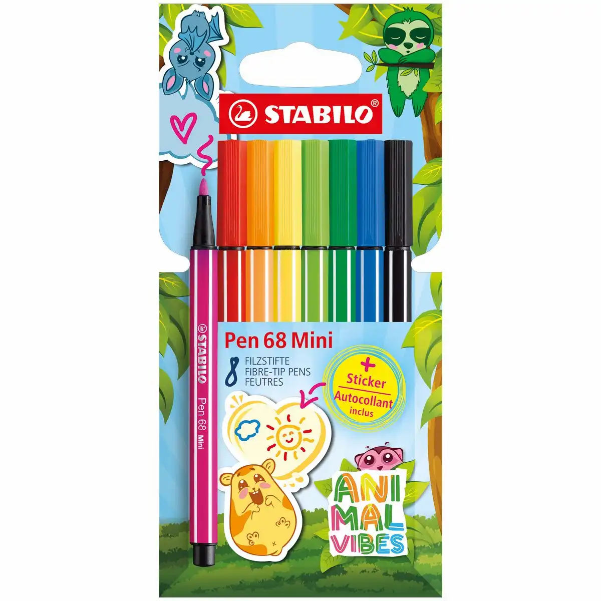STABILO Filzstifte Pen 68 Mini Animal Vibes 8 Stück
