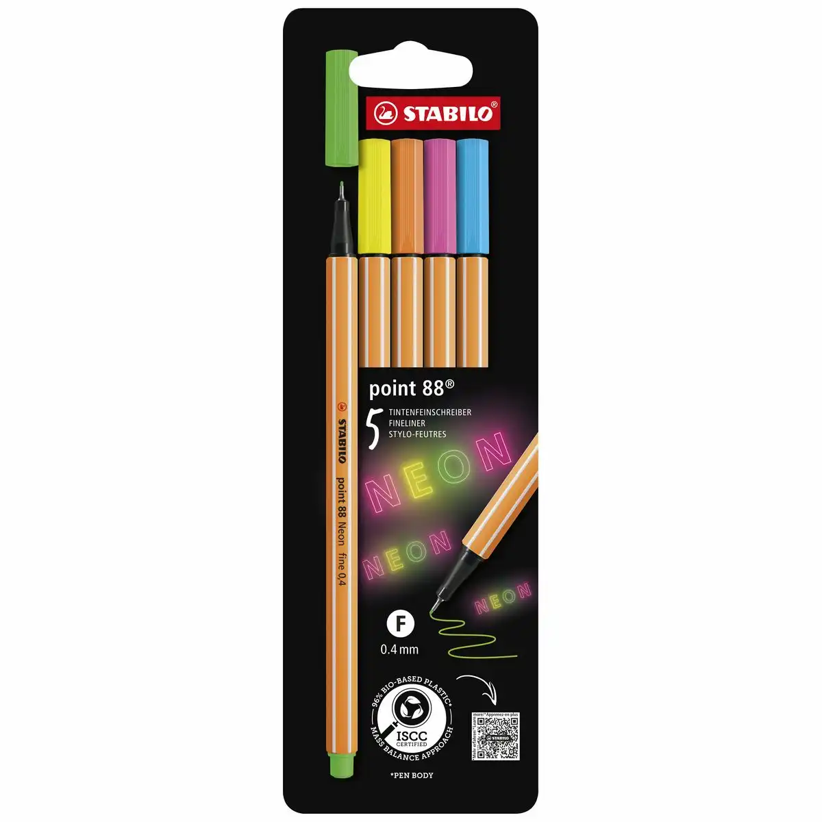 STABILO Fineliner point 88 Neon 5 Stück