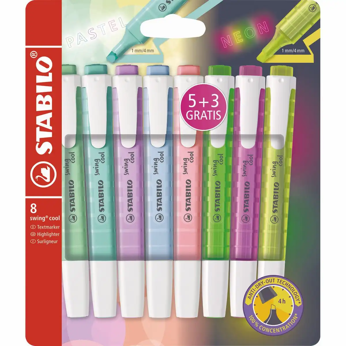 10287440_00 STABILO Textmarker swing cool 5+3 Stück
