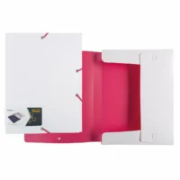 Idena Heftbox mit farbigem Gummizug weiß pink DIN A4