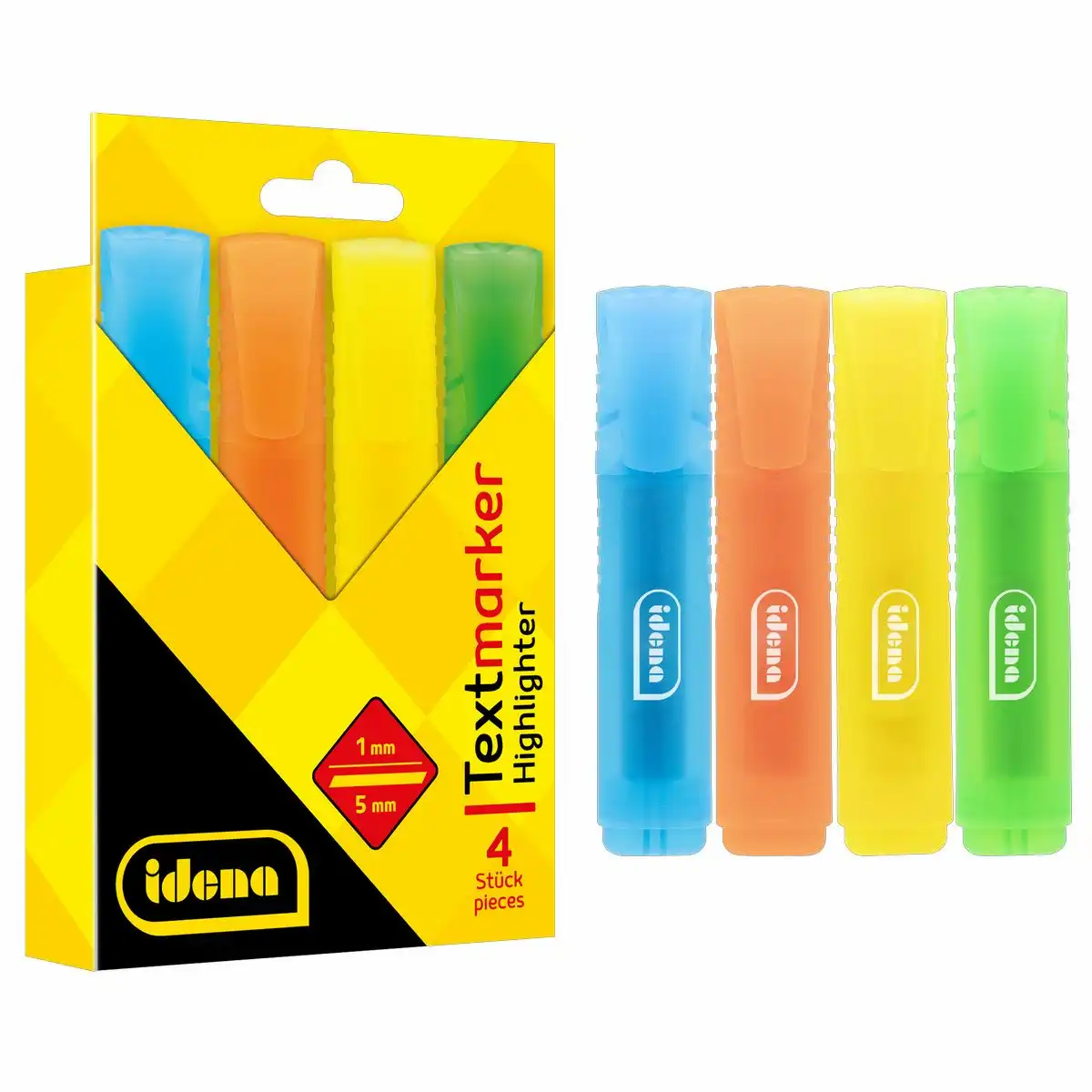 Idena Textmarker 4 Stück Faltschachtel