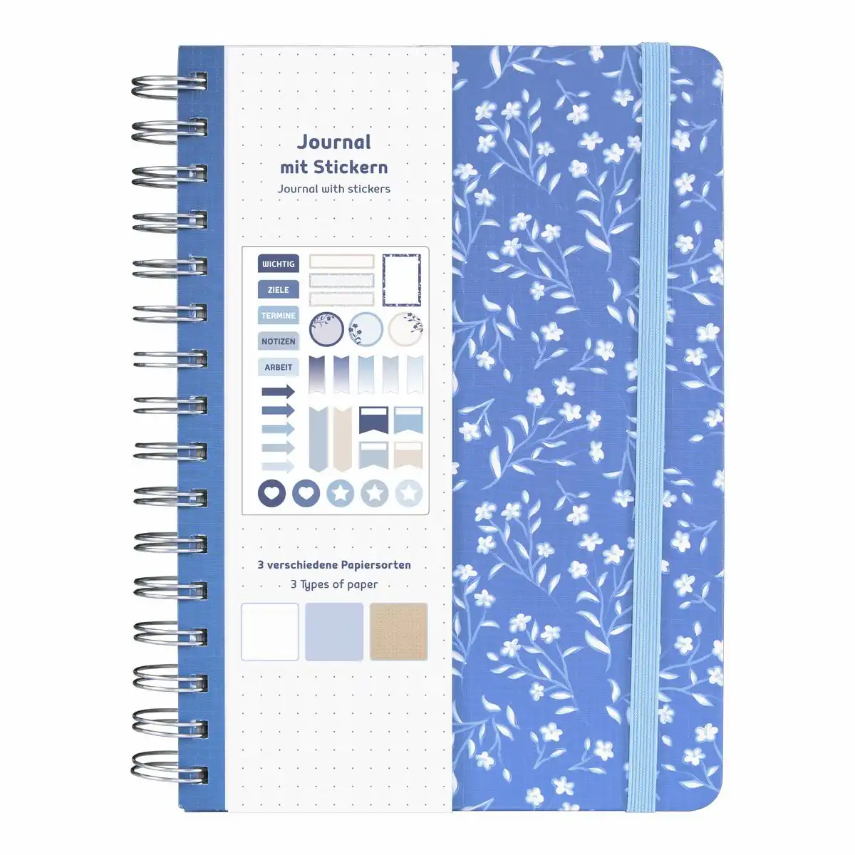Idena Notizbuch Floral Spiralbindung  78 Blatt 120g/m² gepunktet