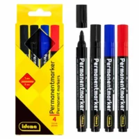 Idena Permanentmarker schwarz/rot/blau 1-3mm 4 Stück Rundspitze 3 Farben