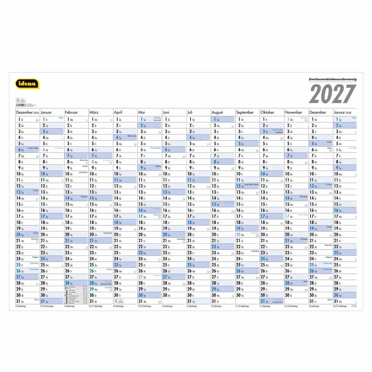 11907_00 Idena Plakatkalender 2027 101x68cm 14 Monate