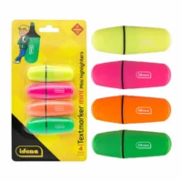 Idena Textmarker 1-4mm Mini leuchtende Farben gelb pink orange grün 4 Stück