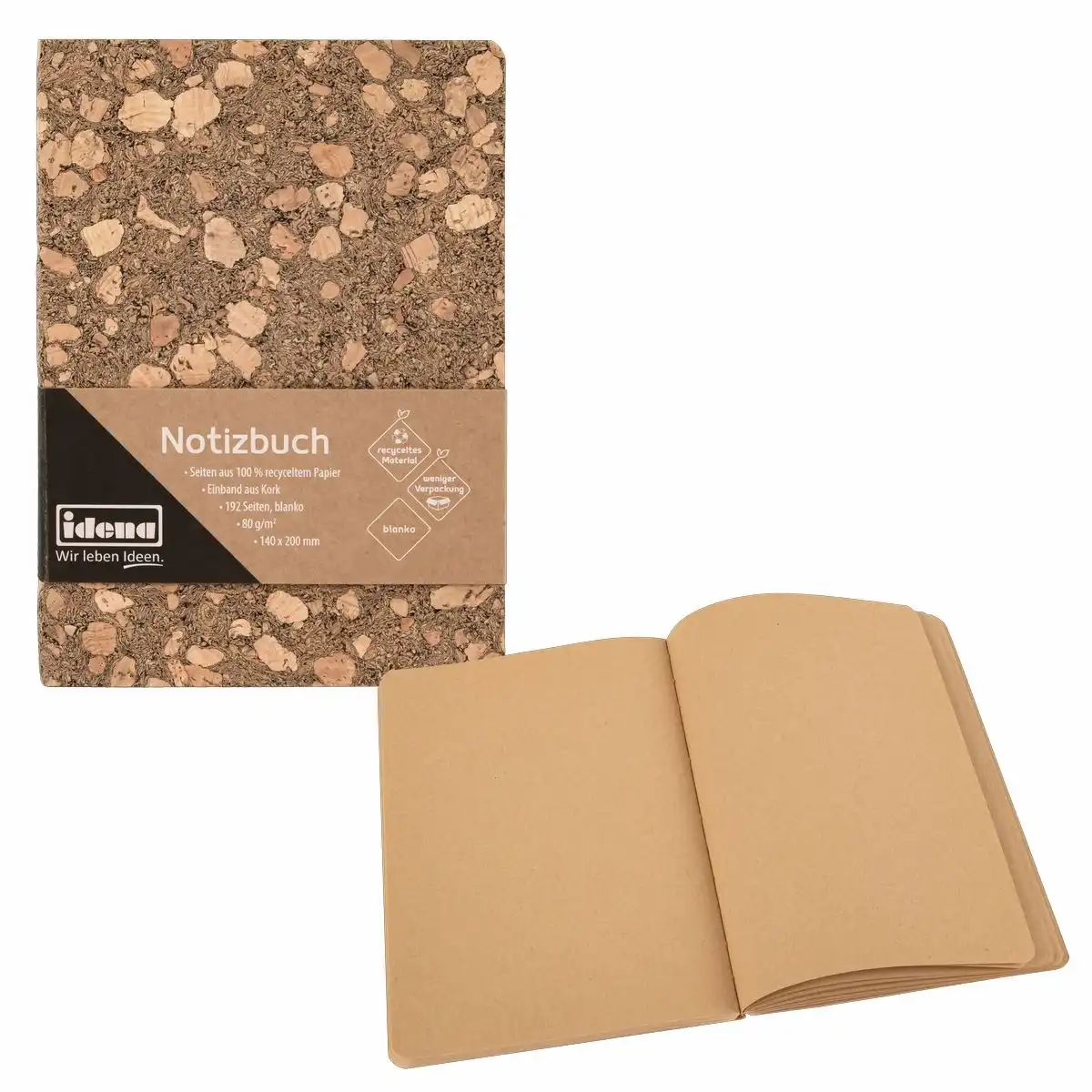12253_00 Idena Notizbuch Kork 80g/m² 14x20cm