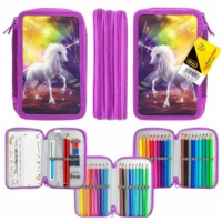 Idena Federmappe Triple Einhorn lila 47 Teile