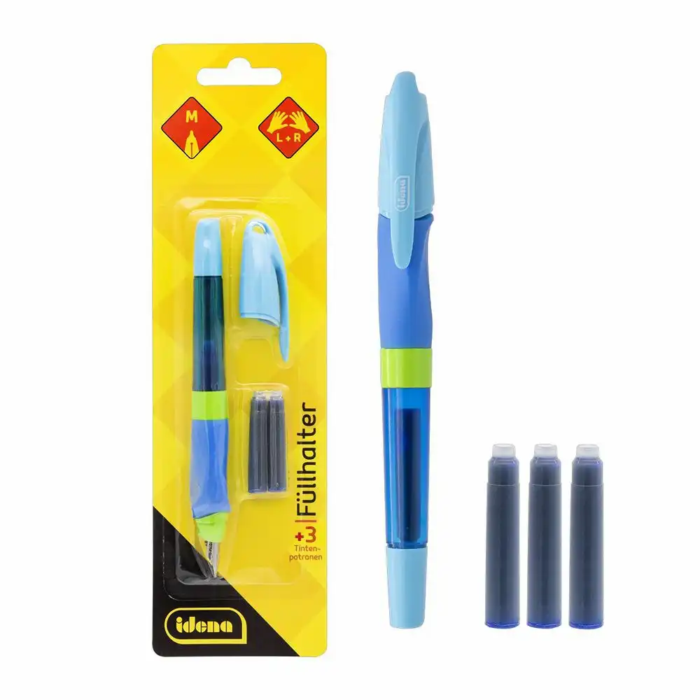 20157_00 Idena Füllhalter mit 3 Tintenpatronen blau