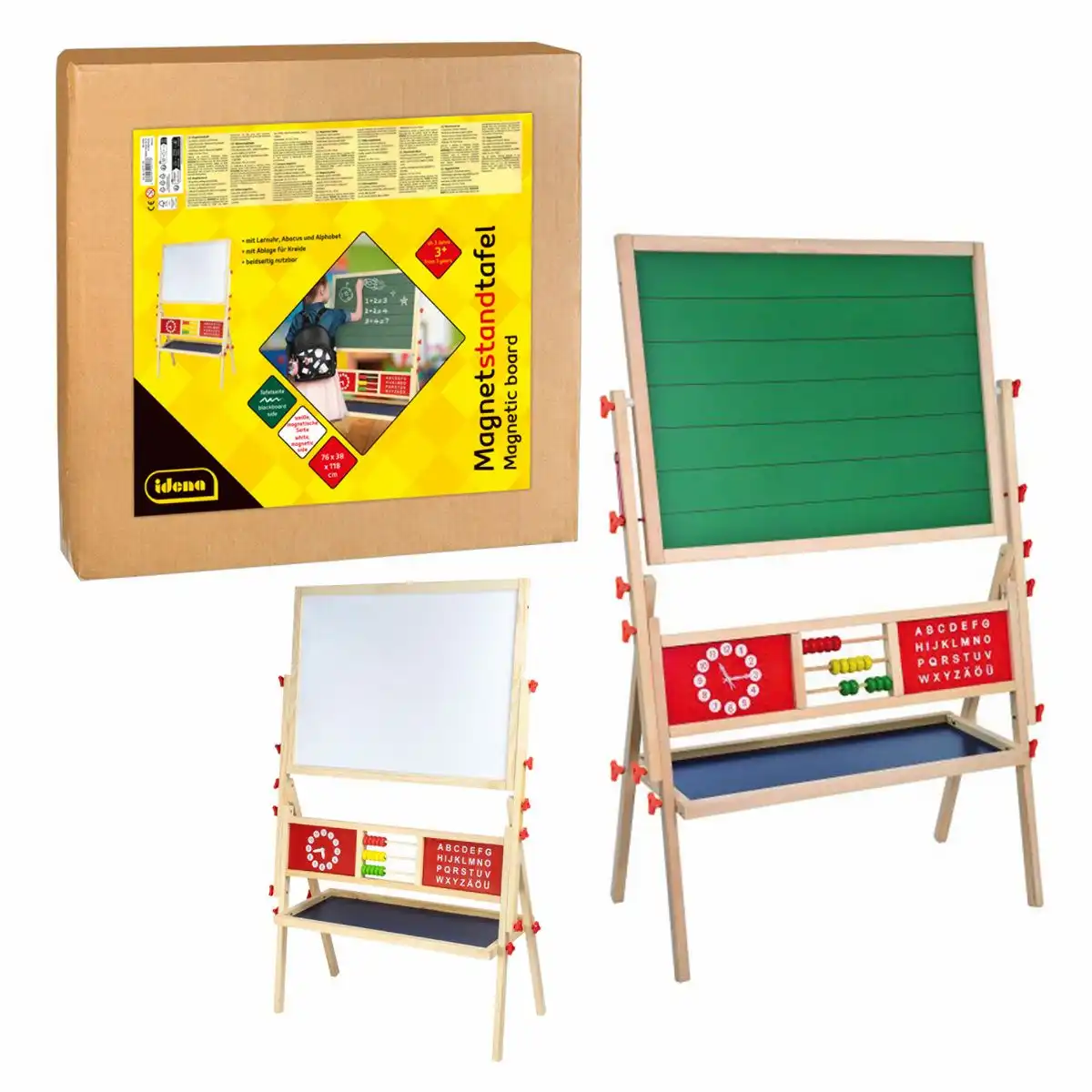 Idena Magnetstandtafel 2-seitig mit Ablage weiß/grün 76x38x118cm