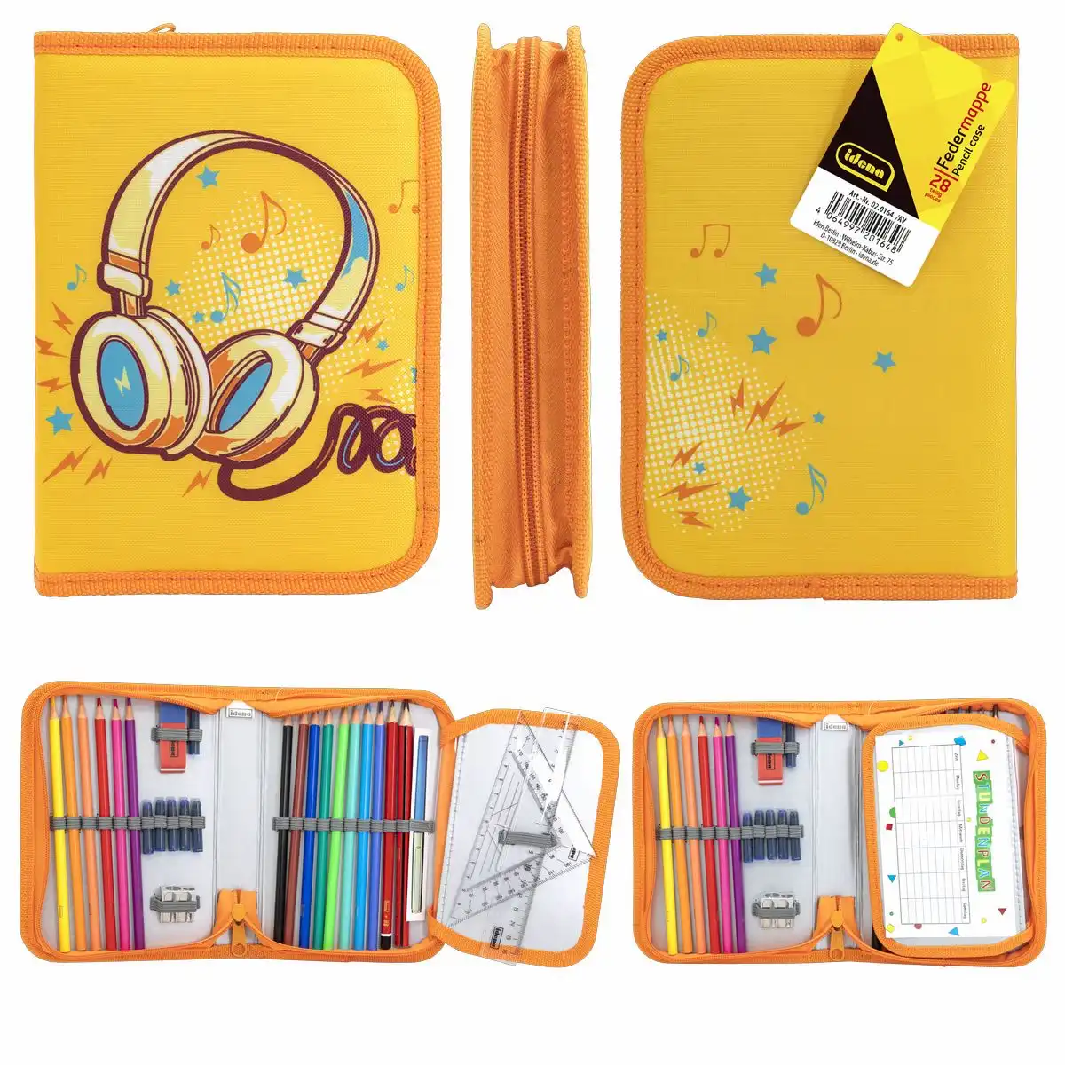 22079_00 Idena Federmappe Sound orange 28 Teile
