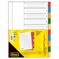 Idena Register aus Kunststoff 120µ 2x5 Farben DIN A4 10-teilig