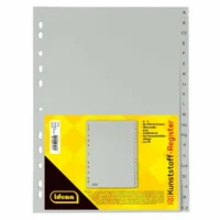 Idena Register aus Kunststoff A bis Z 20-teilig überbreit 120µ  grau DIN A4
