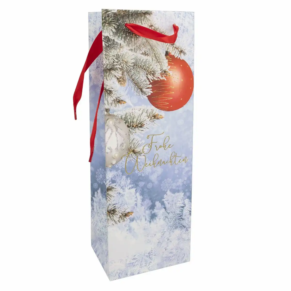 Idena Flaschentasche Weiße Weihnachten mehrfarbig 12x36x9cm