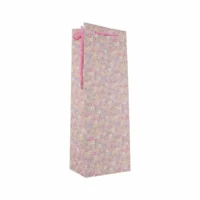 Idena Flaschentasche Blumen 12,5x35x9cm - pink