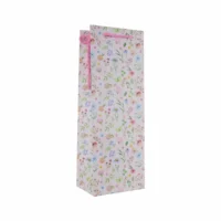 Idena Flaschentasche Blumen 12,5x35x9cm - rosa