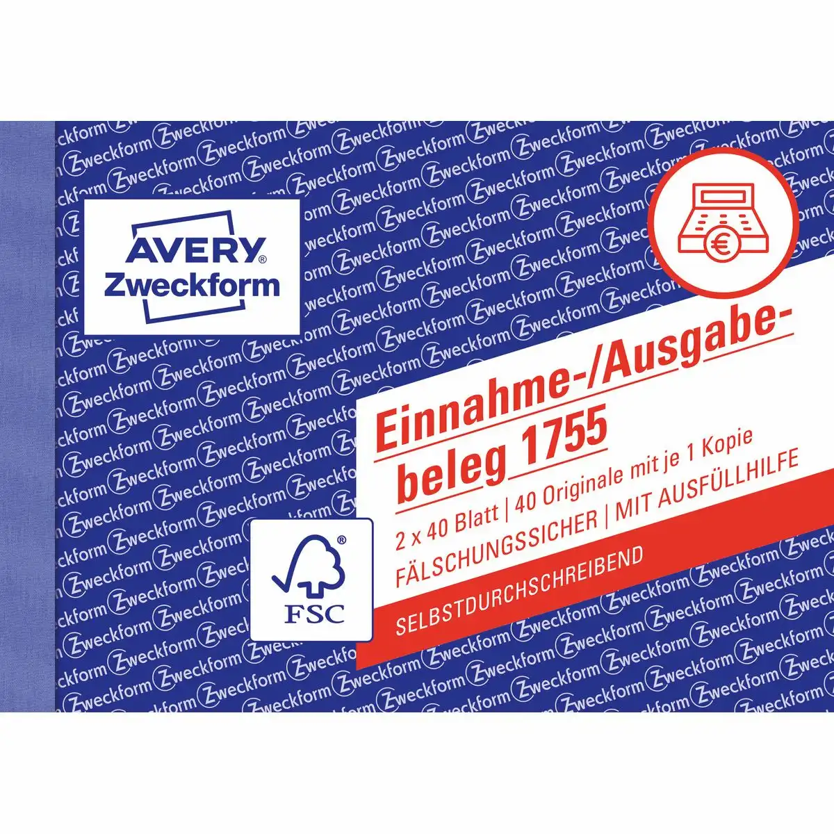 311755_01 AVERY Zweckform Einnahme-/Ausgabebeleg selbstdurchschreibend DIN A6 quer 2x40 Blatt-1