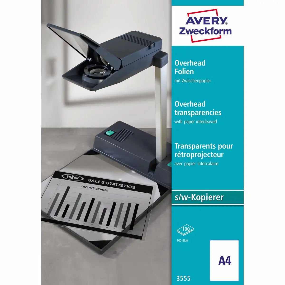 AVERY Zweckform Overheadfolien Kopierer s/w transparent DIN A4 100 Stück