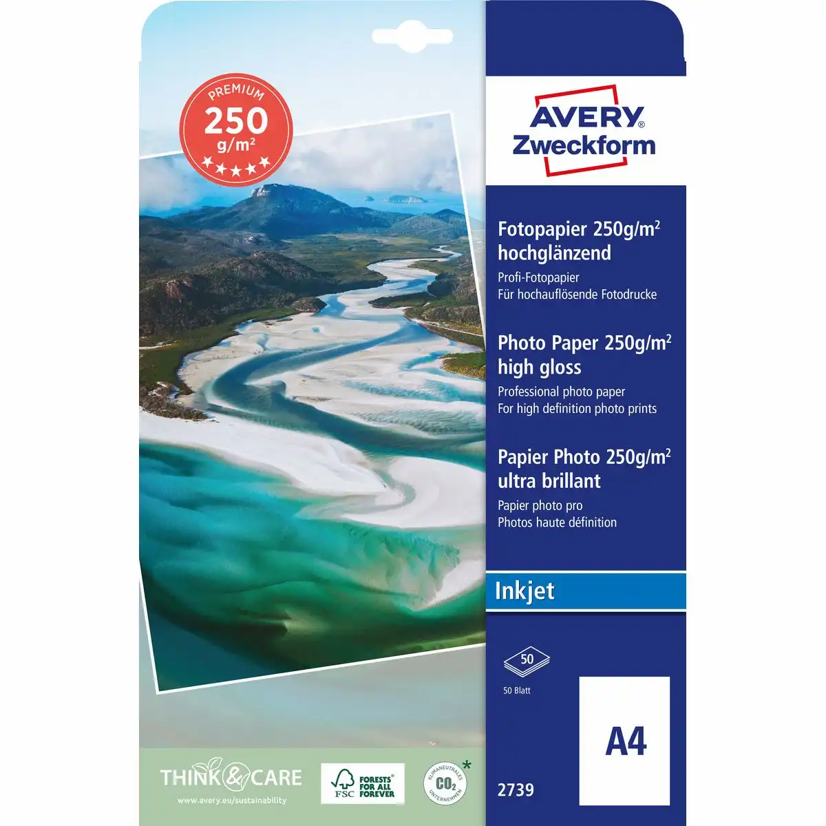 AVERY Zweckform Fotopapier Premium 250g/m² DIN A4 40 Blatt