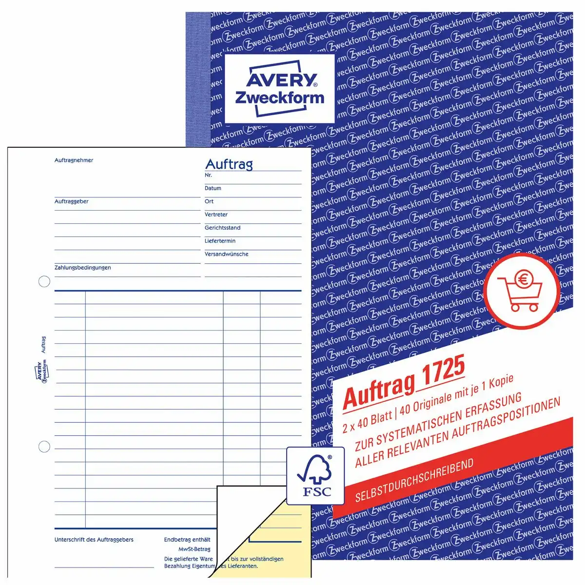 AVERY Zweckform Auftrag selbstdurchschreibend DIN A5 2x40 Blatt