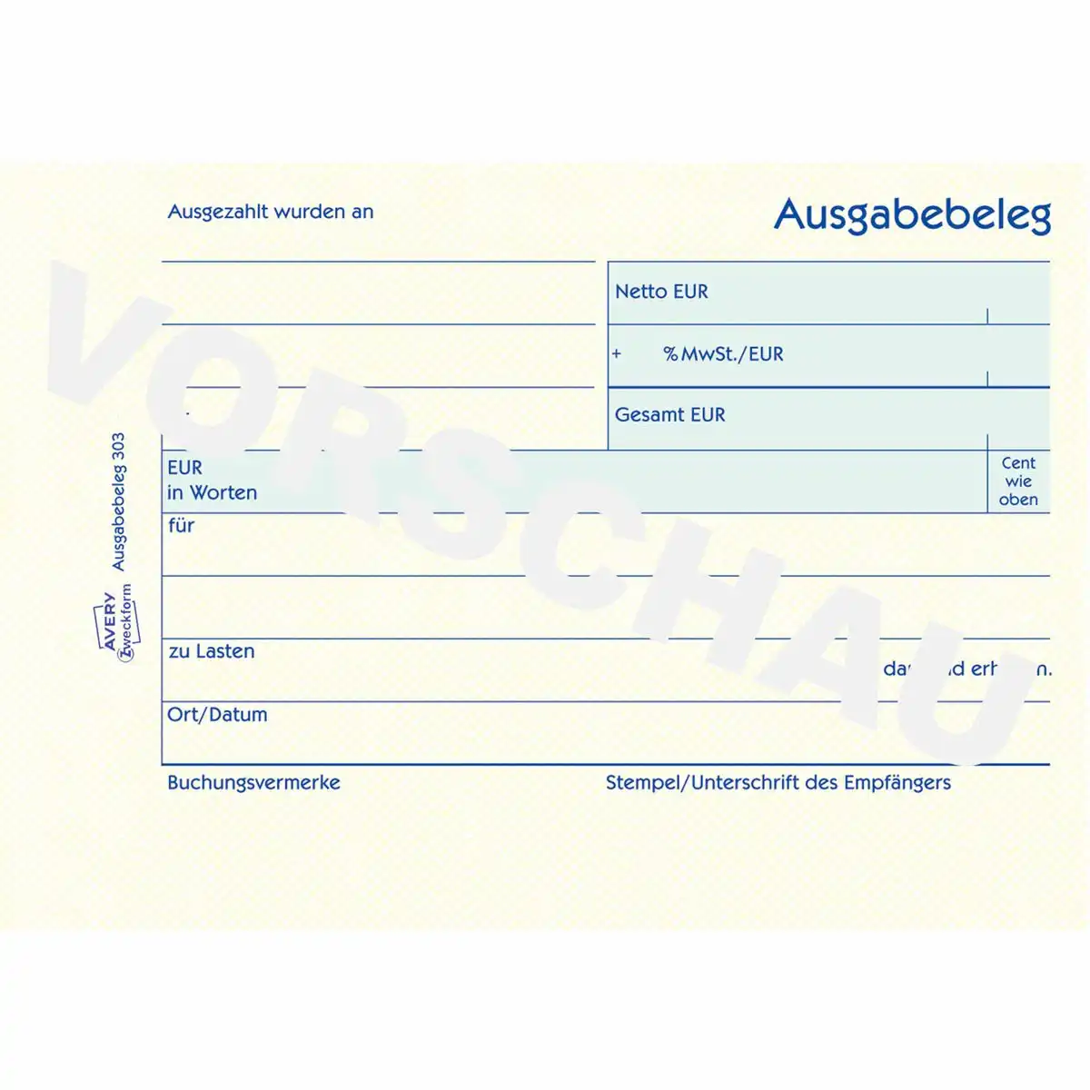 313013_02 AVERY Zweckform Ausgabebeleg quer gelb DIN A6 50 Blatt-2