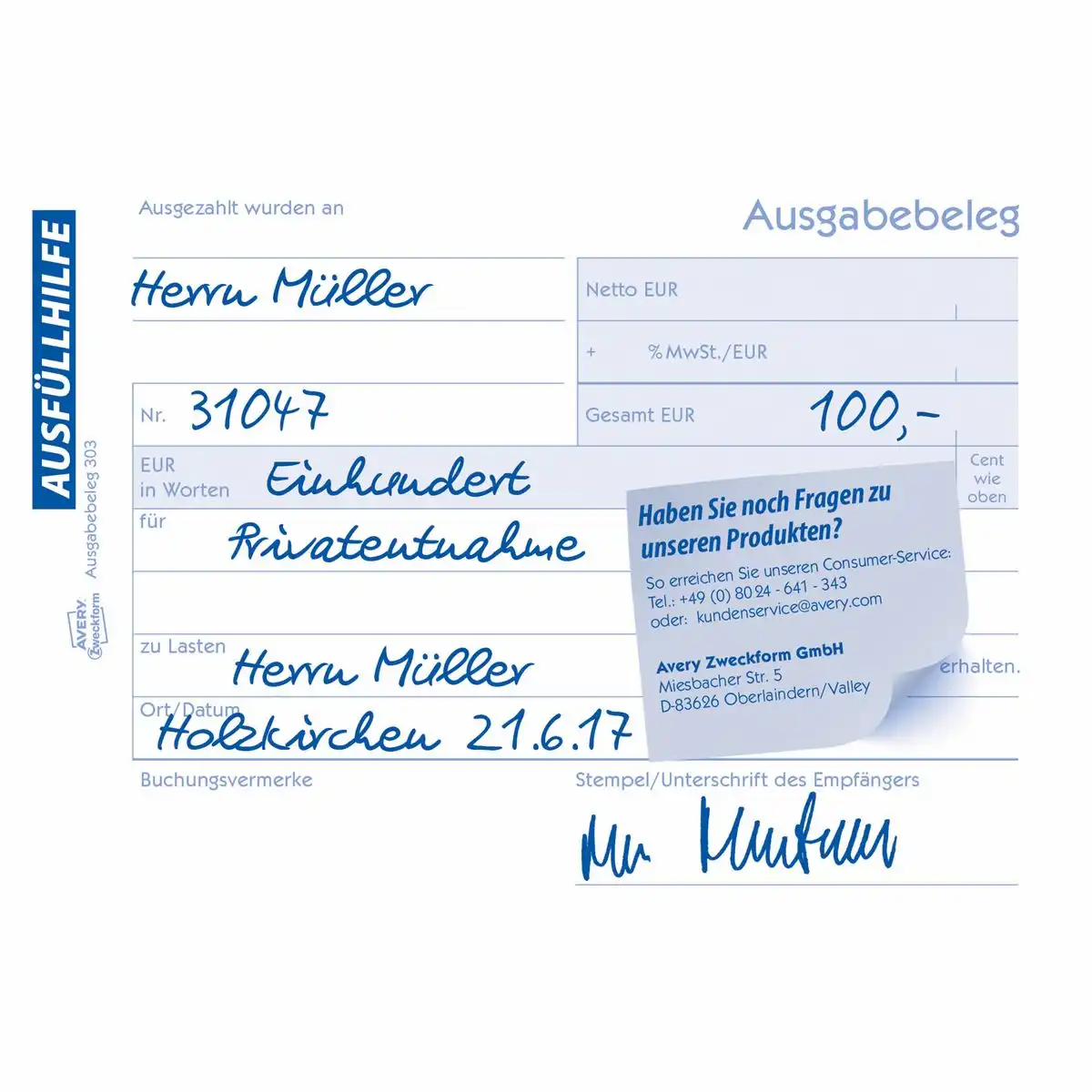313013_03 AVERY Zweckform Ausgabebeleg quer gelb DIN A6 50 Blatt-3