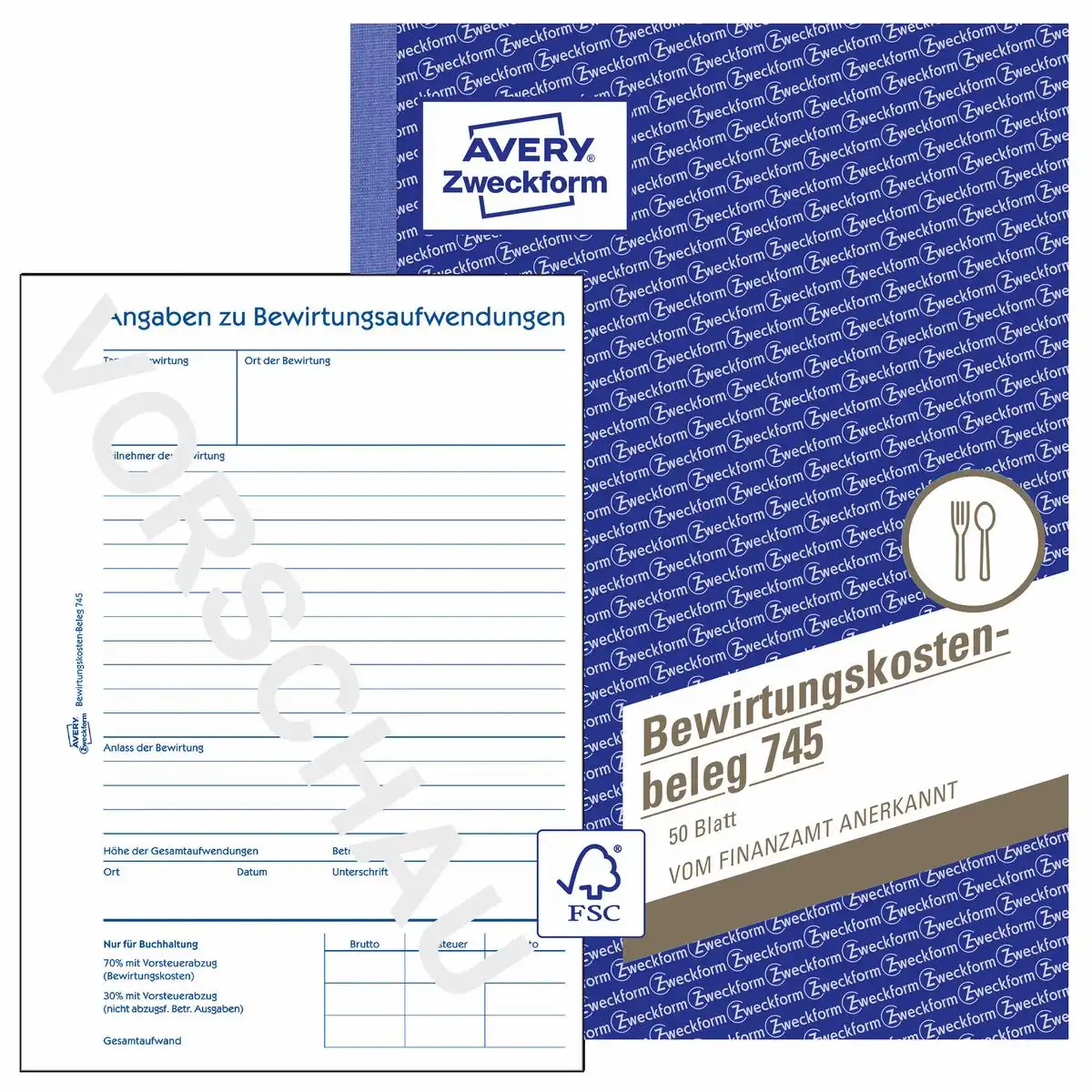 AVERY Zweckform Bewirtungsbeleg DIN A5 50 Blatt