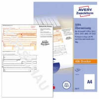 AVERY Zweckform SEPA Überweisung PC-Druckerformular inkl. Software DIN A4 100 Blatt