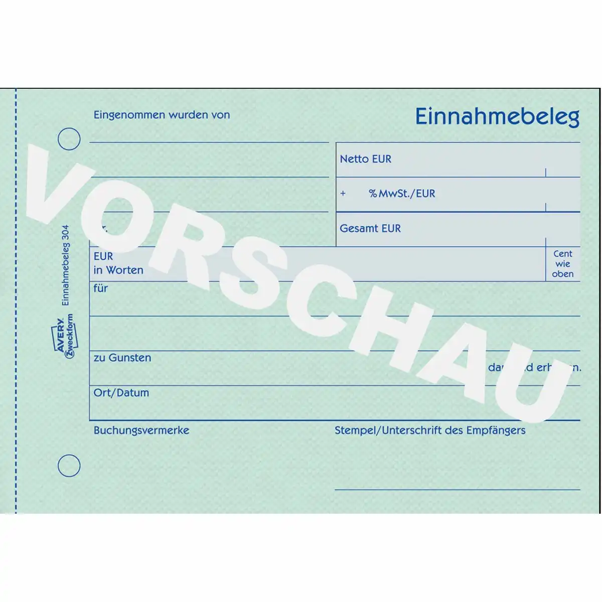 AVERY Zweckform Einnahmebeleg 50 Originale grün DIN A6 quer 50 Blatt-2