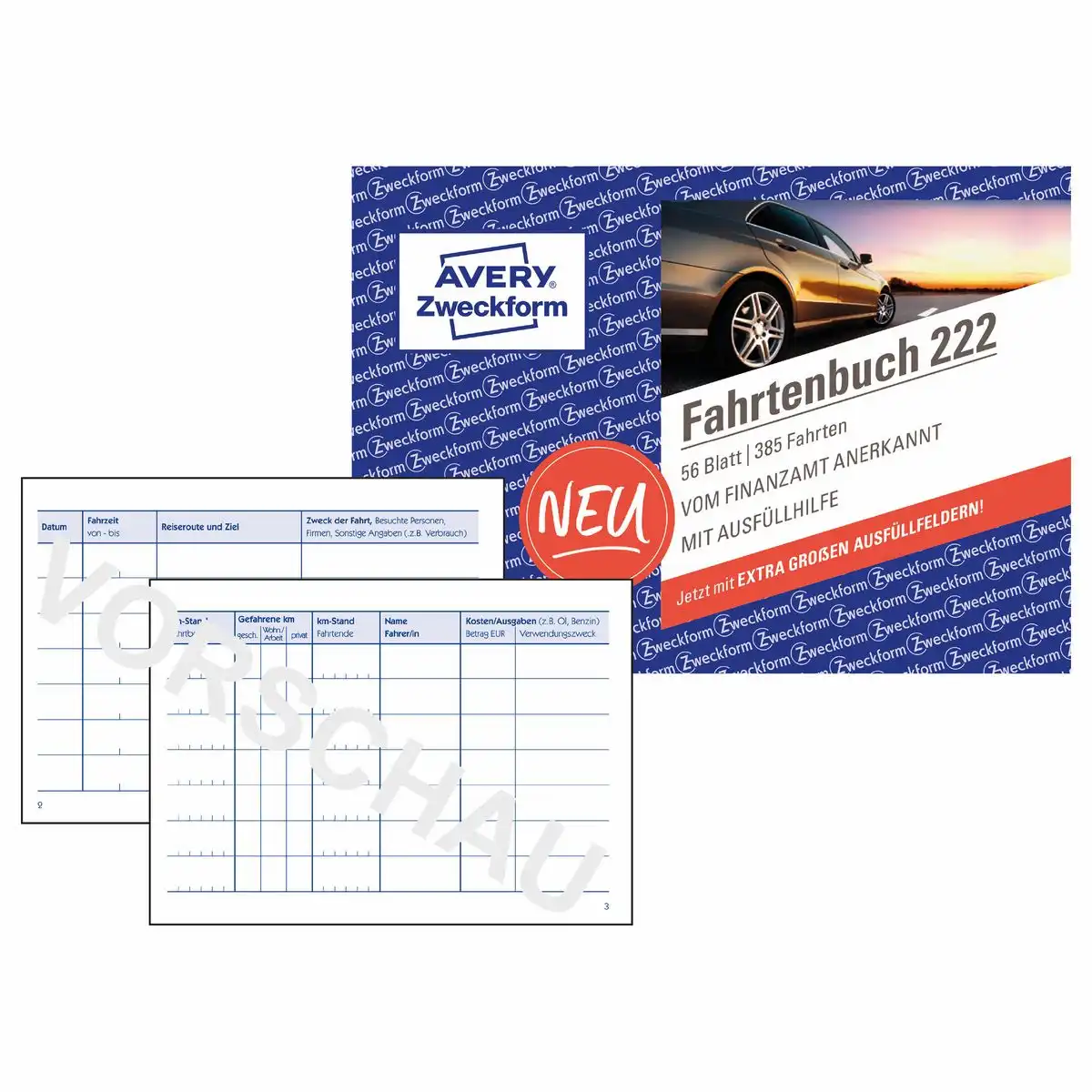 AVERY Zweckform Fahrtenbuch für PKW 390 Fahrten DIN A6 quer 56 Blatt