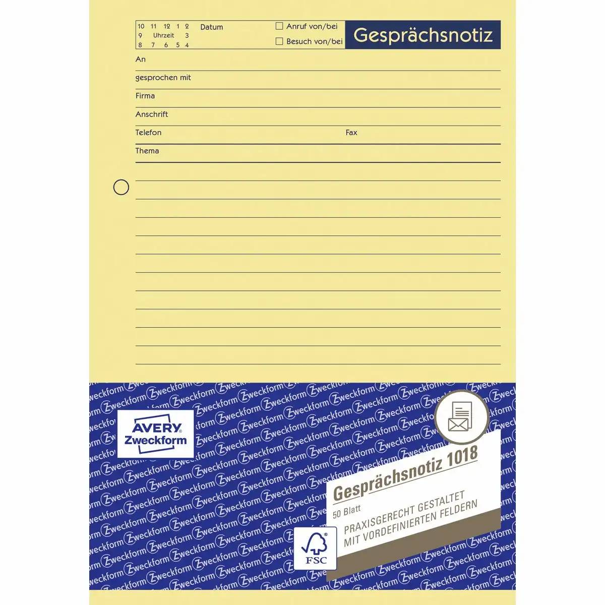 AVERY Zweckform Gesprächsnotiz gelb DIN A5 50 Blatt-1
