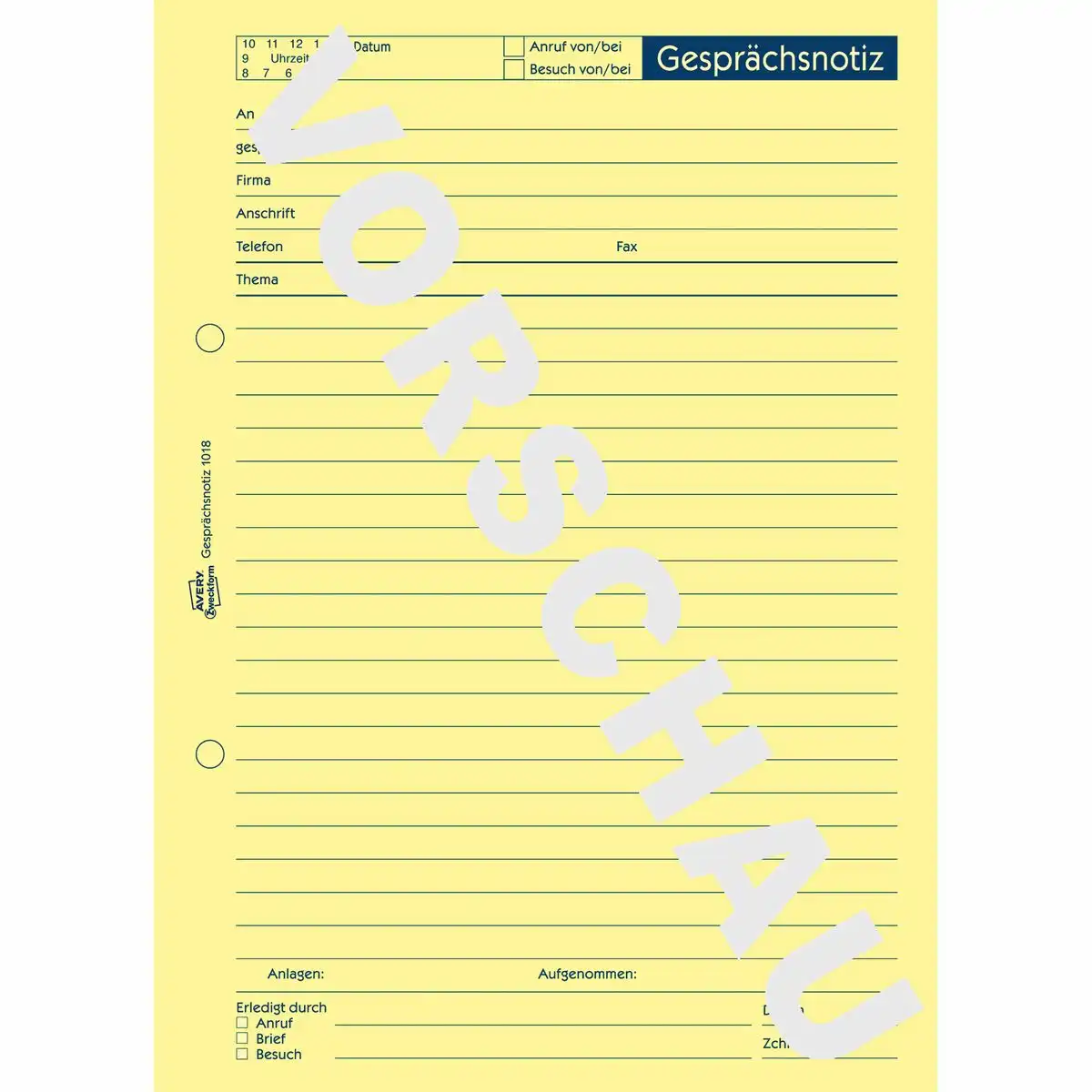 AVERY Zweckform Gesprächsnotiz gelb DIN A5 50 Blatt-2
