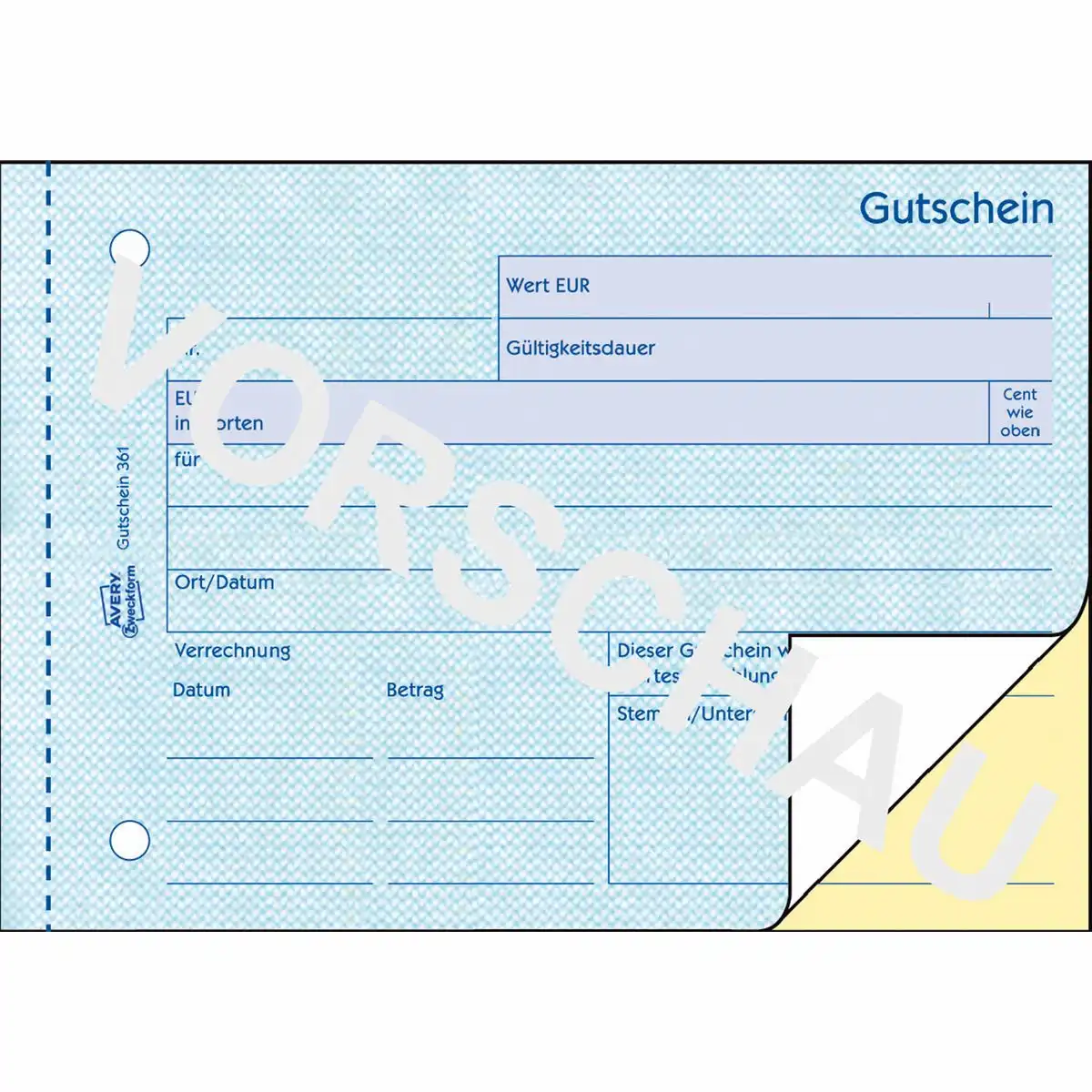 AVERY Zweckform Gutschein mit Blaupapier blau DIN A6 quer 100 Blatt-2