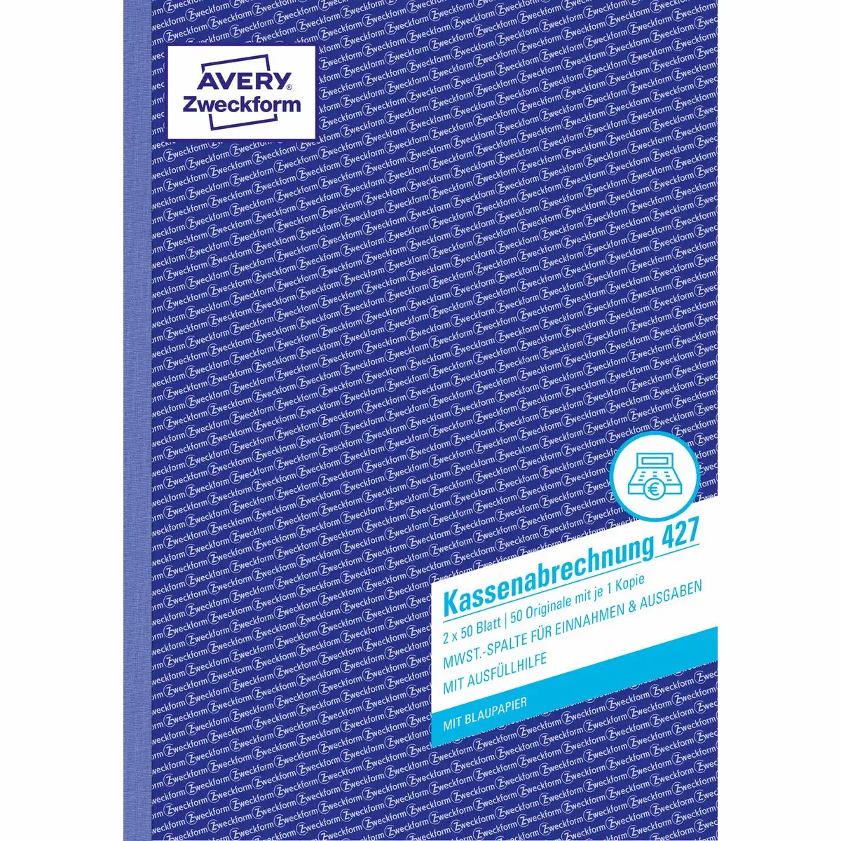 AVERY Zweckform Kassenabrechnung MwSt. Spalte für Einnahmen und Ausgaben Blaupapier DIN A4-1