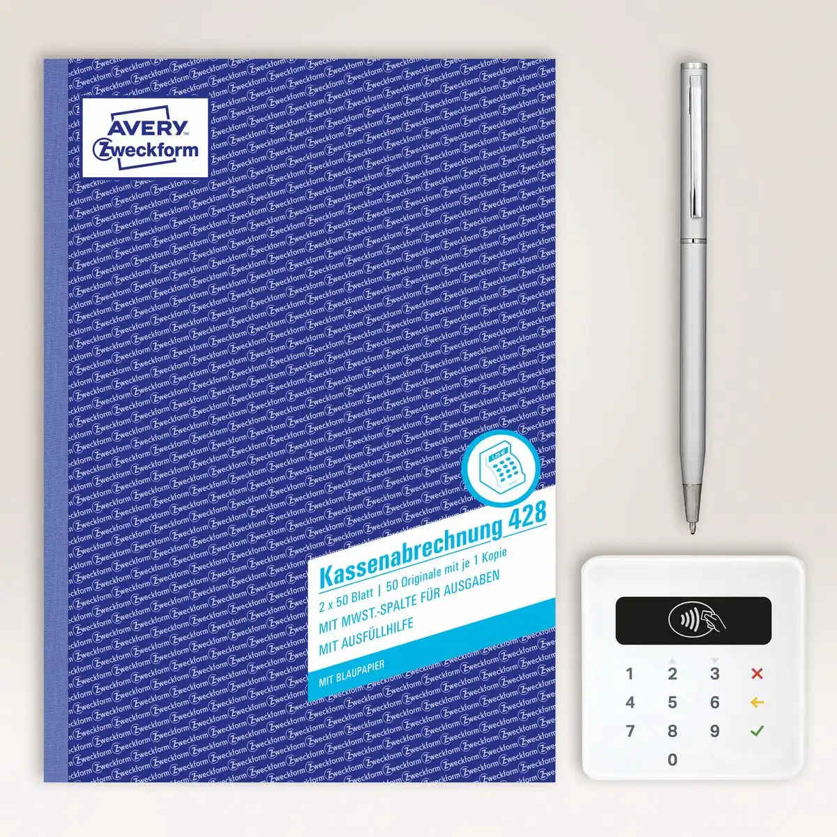AVERY Zweckform Kassenabrechnung MwSt. Spalte für Ausgaben mit Blaupapier DIN A4 100 Blatt-4