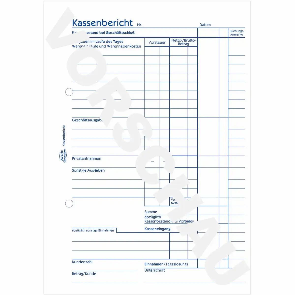 AVERY Zweckform Kassenbericht 50 Originale DIN A5 50 Blatt-2