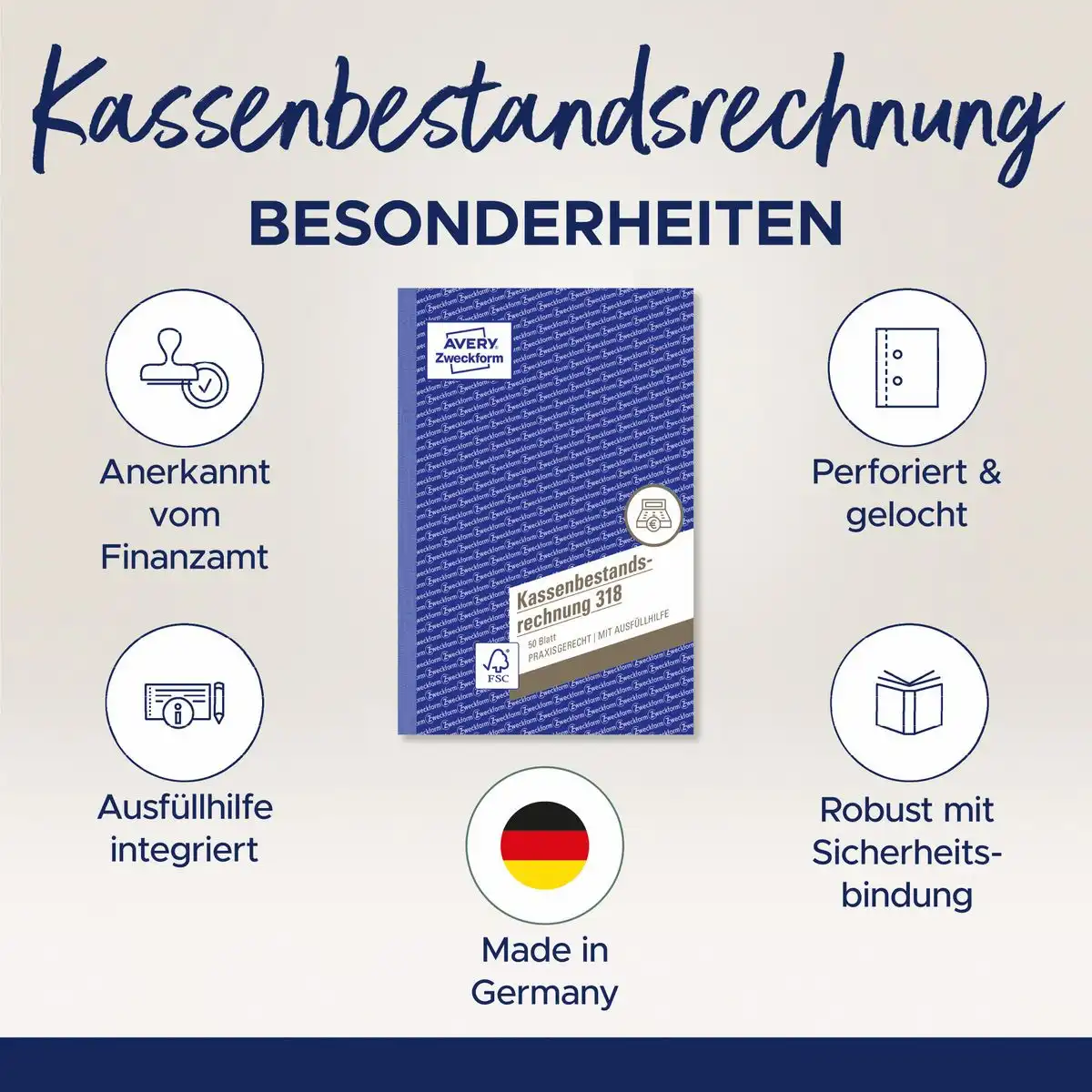 313043_06 AVERY Zweckform Kassenbestandsrechnung 50 Originale DIN A5 50 Blatt-6