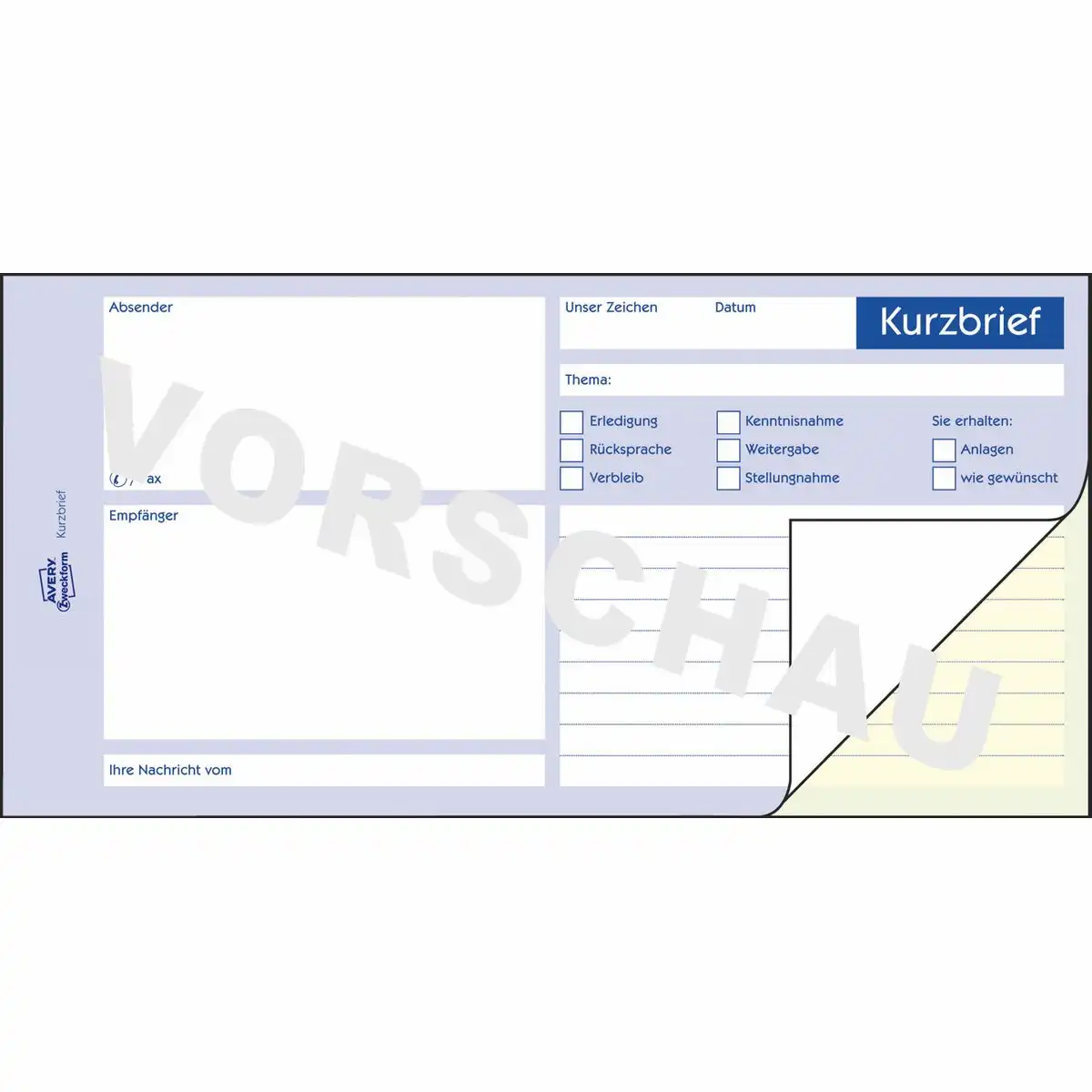 AVERY Zweckform Kurzbrief selbstdurchschreibend 1/3 DIN A4 80 Blatt-2
