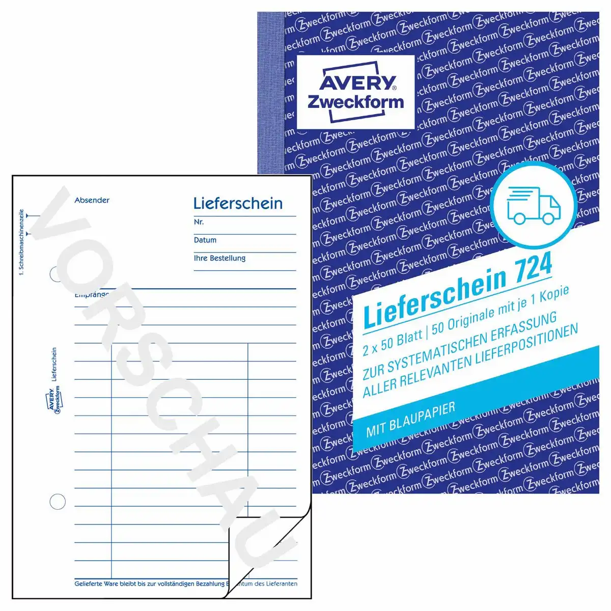 313053_00 AVERY Zweckform Lieferschein mit Blaupapier DIN A6 100 Blatt