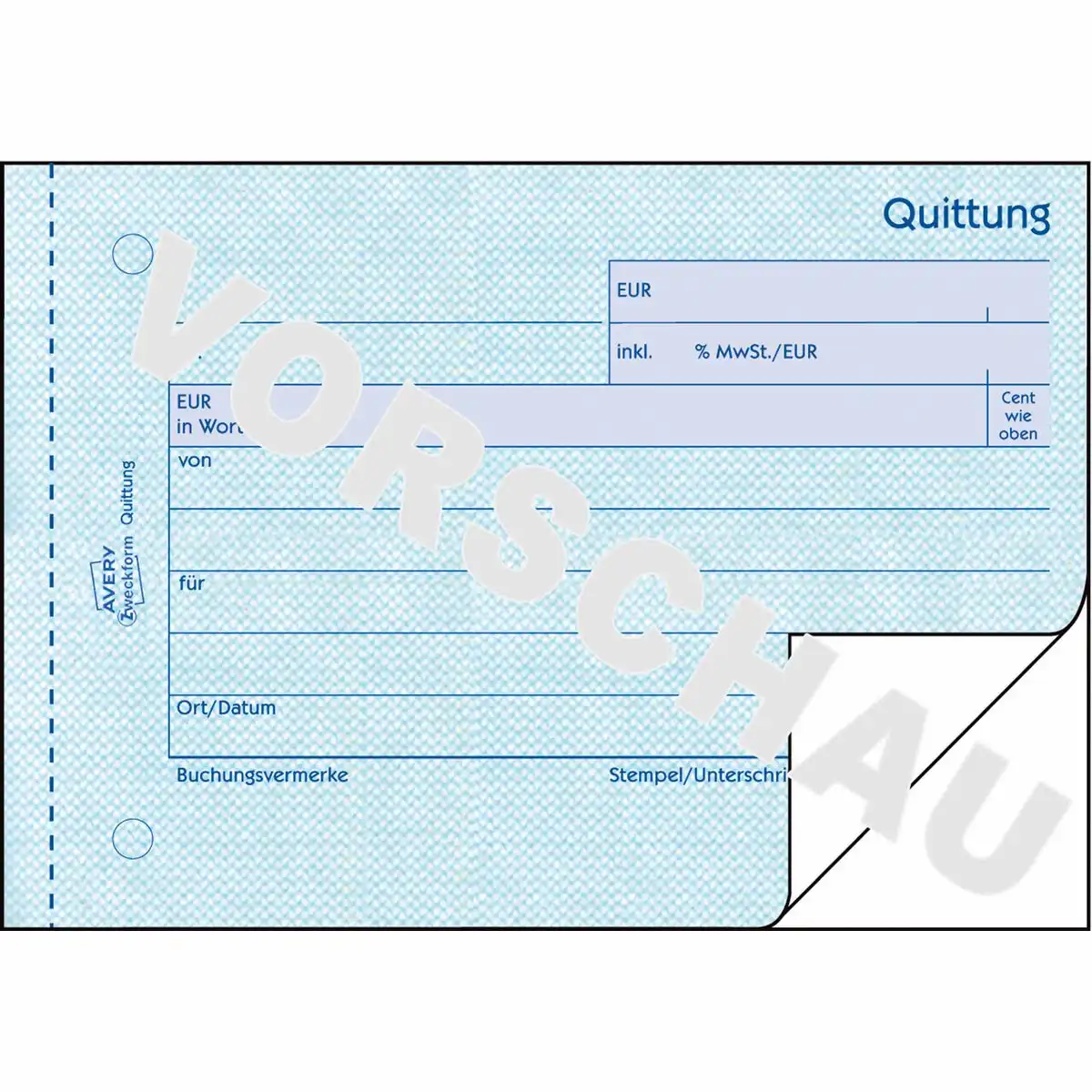 AVERY Zweckform Quittung inkl. MwSt. mit Blaupapier DIN A6 quer 2x50 Blatt-2