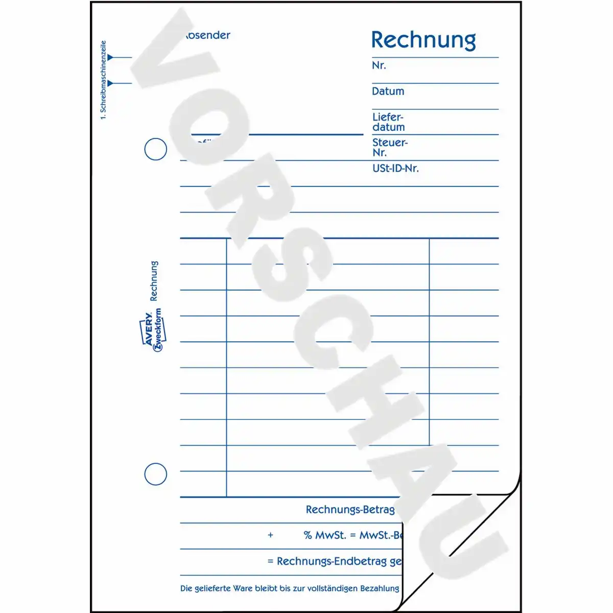 313085_02 AVERY Zweckform Rechnung mit Blaupapier DIN A6 2x50 Blatt-2