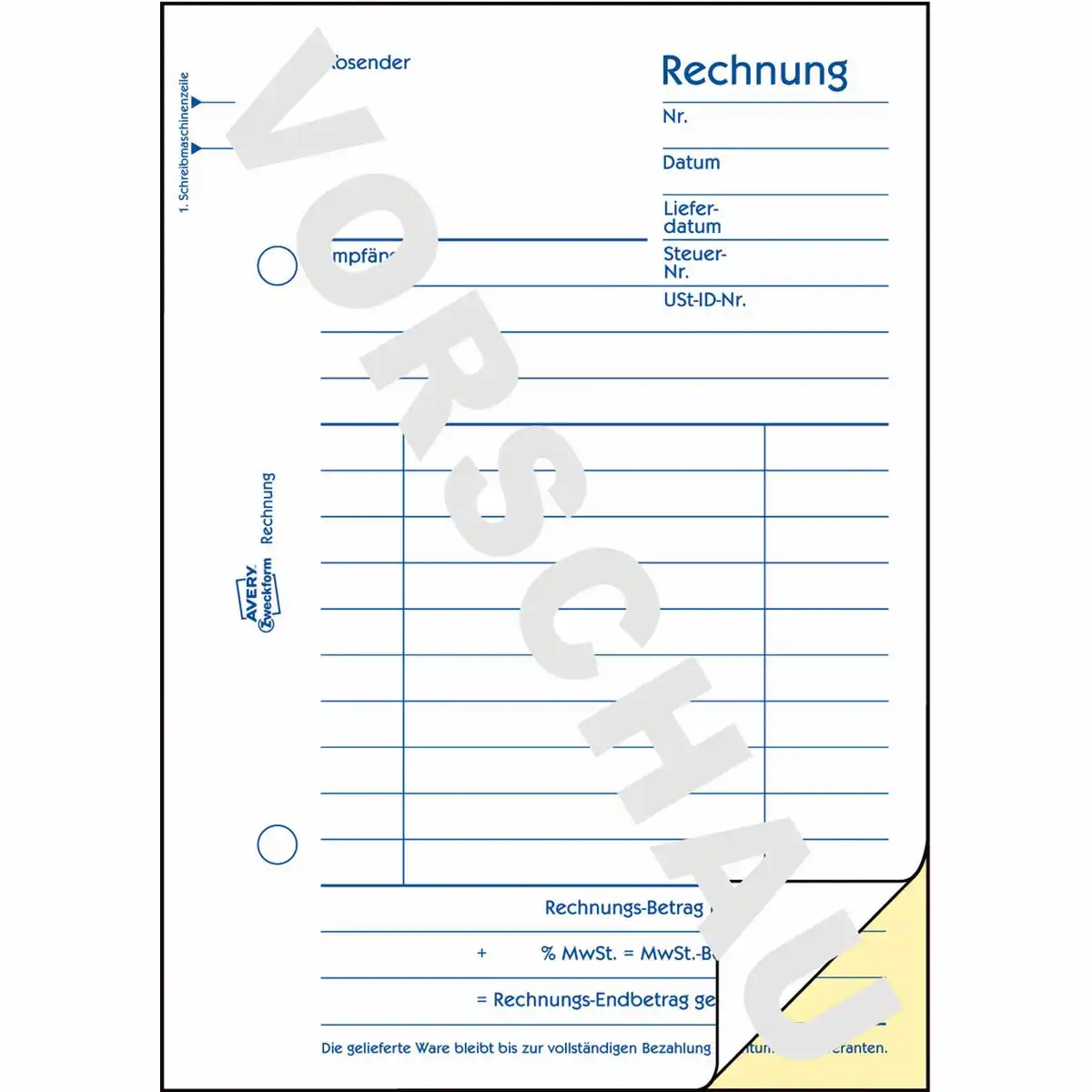 AVERY Zweckform Rechnung selbstdurchschreibend DIN A6 2x40 Blatt-2