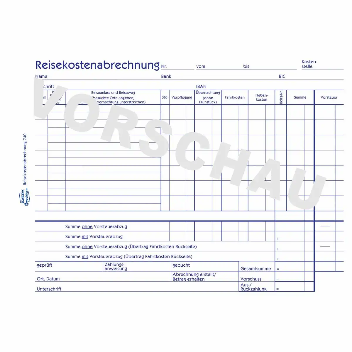 313099_02 AVERY Zweckform Reisekostenabrechnung wöchentliche Abrechnung mit Blaupapier DIN A5 quer-2