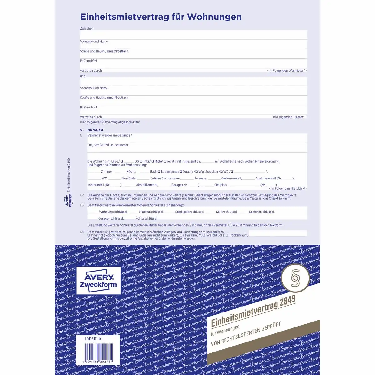 313127_01 AVERY Zweckform Einheitsmietvertrag für Wohnungen 4 Seiten DIN A4-1