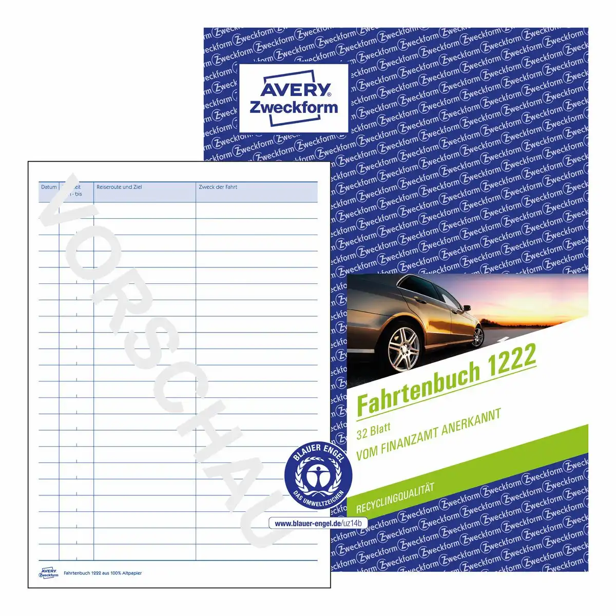 AVERY Zweckform Fahrtenbuch für PKW 64 Seiten 682 Fahrten DIN A5 32 Blatt